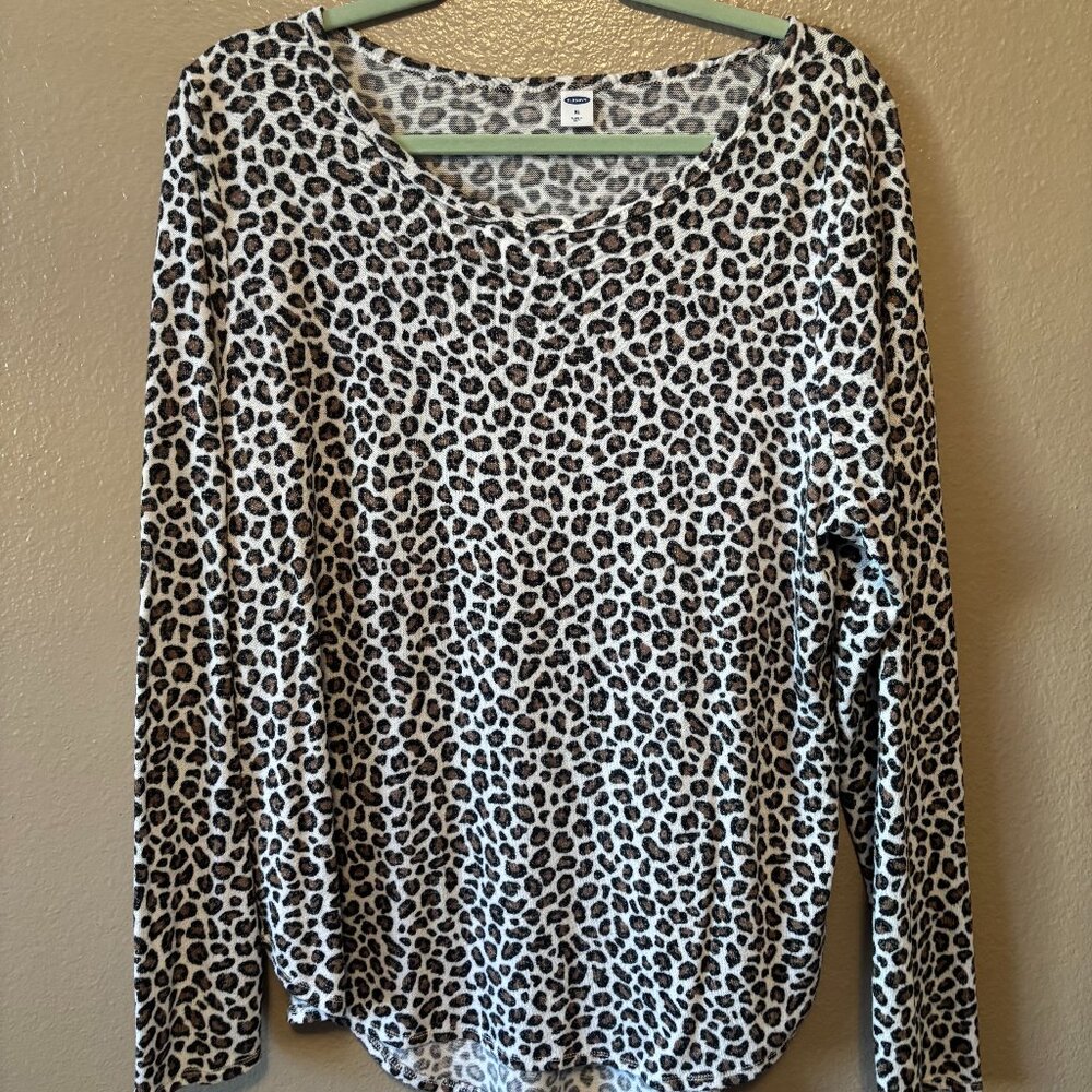 Leopard Print Long-Sleeved Comfy & Cozy Shirt - Old Navy - XL